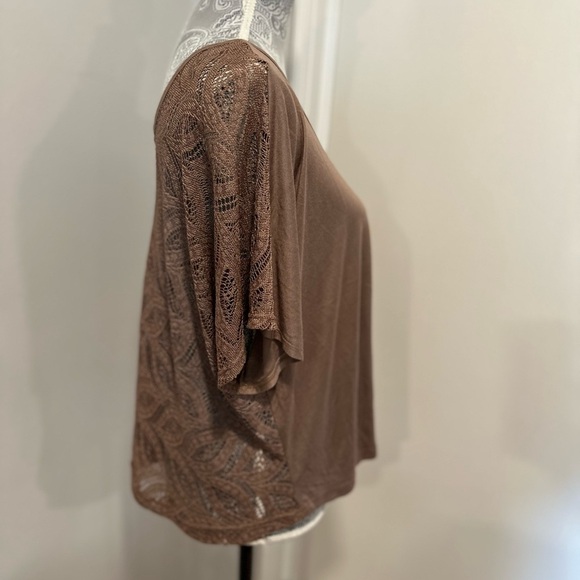Women Kirra Sz: M Brown Loose Fit Lace Back Boxy Oversized Lightweight Flowy Top - Picture 15 of 16